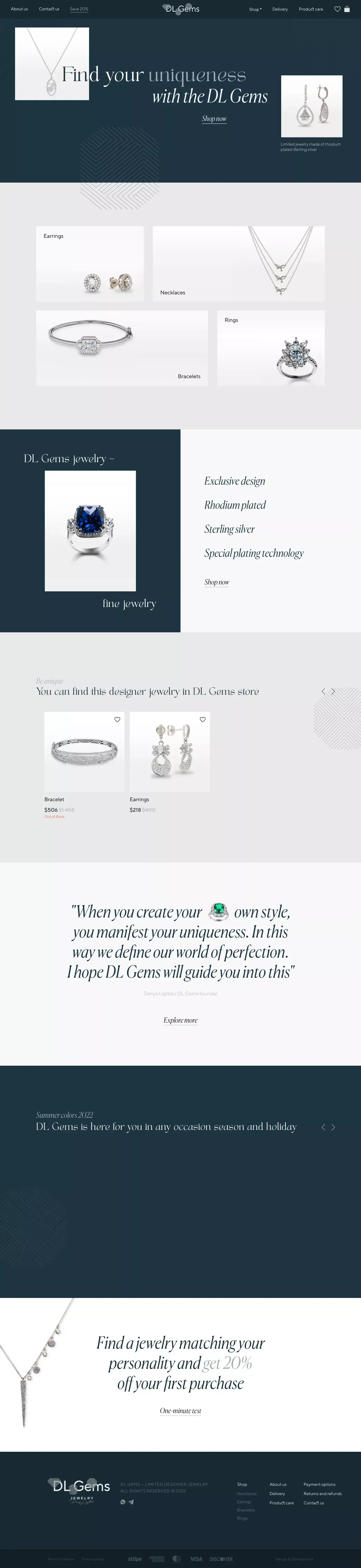 DL Gems — online shop - website design