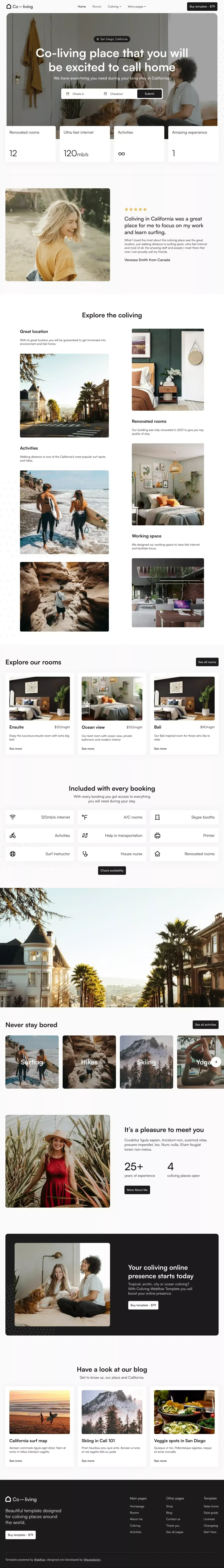 Homepage | Coliving - Webflow Ecommerce website template - Template design