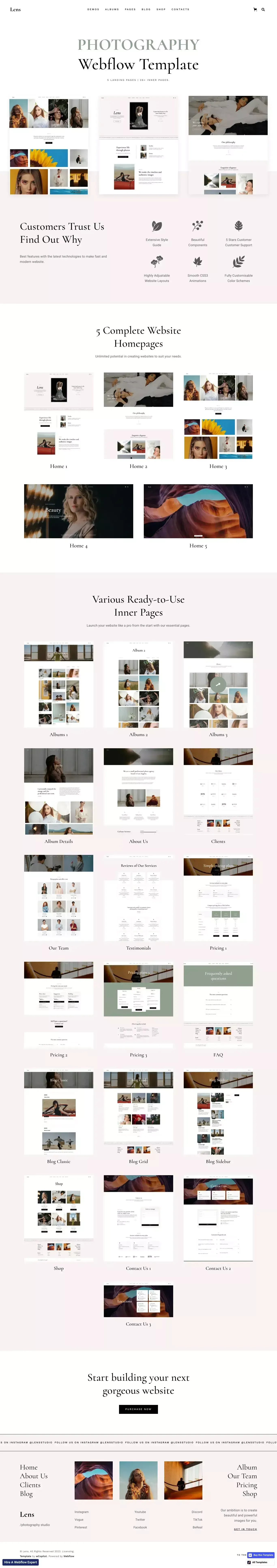 Lens - Webflow Ecommerce website template - Template design