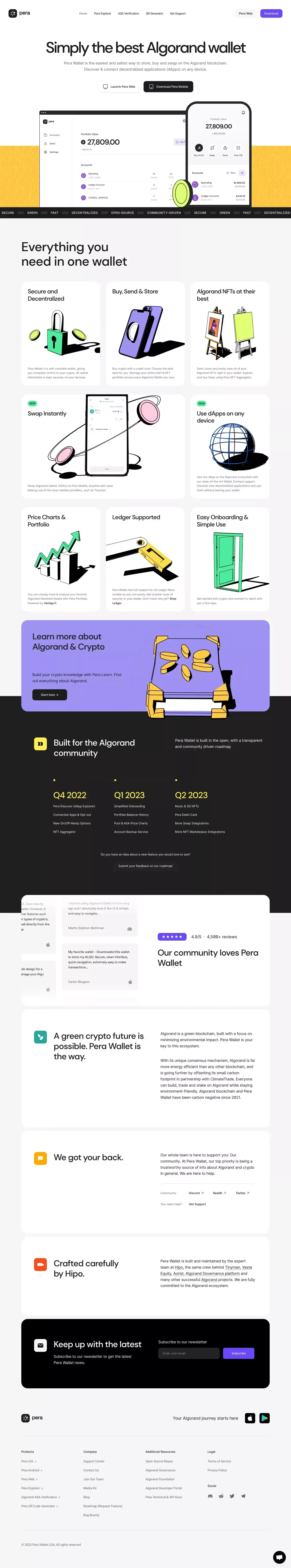Pera Algo Wallet – Simply the best Algorand wallet. - Landing design