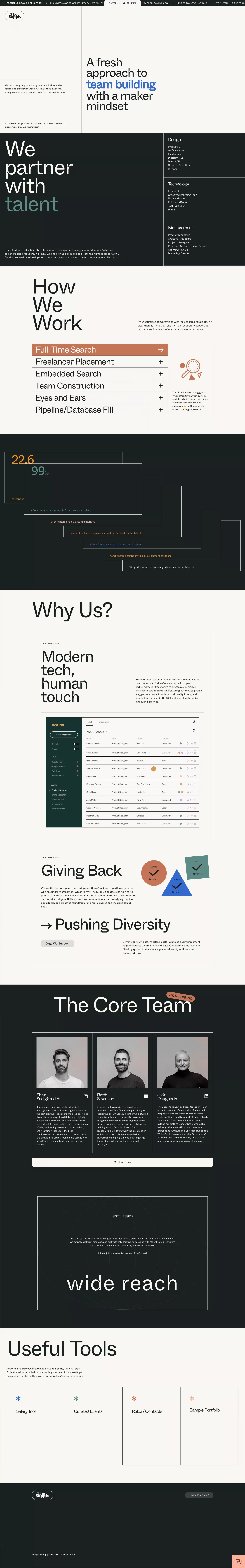 The Supply / Curated Digital Talent - Landing design