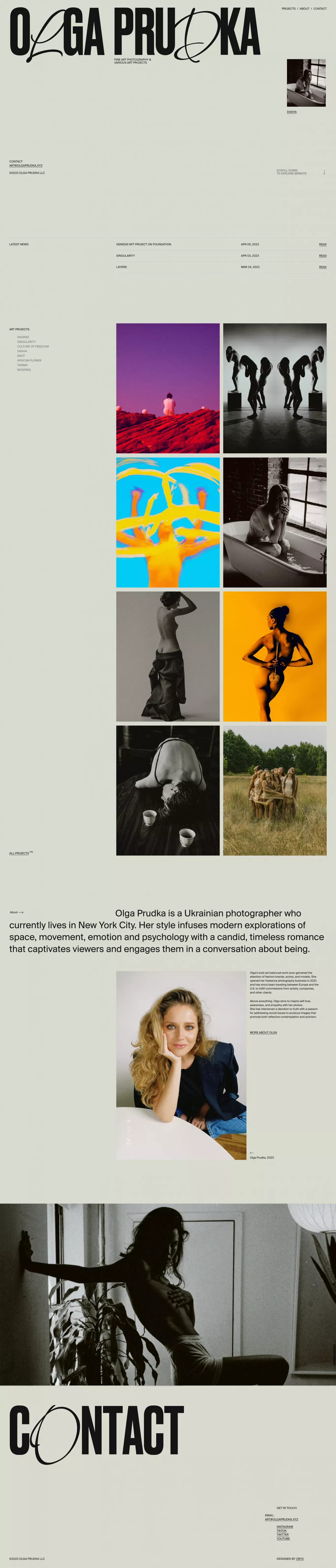 Homepage - Olga Prudka - Portfolio design