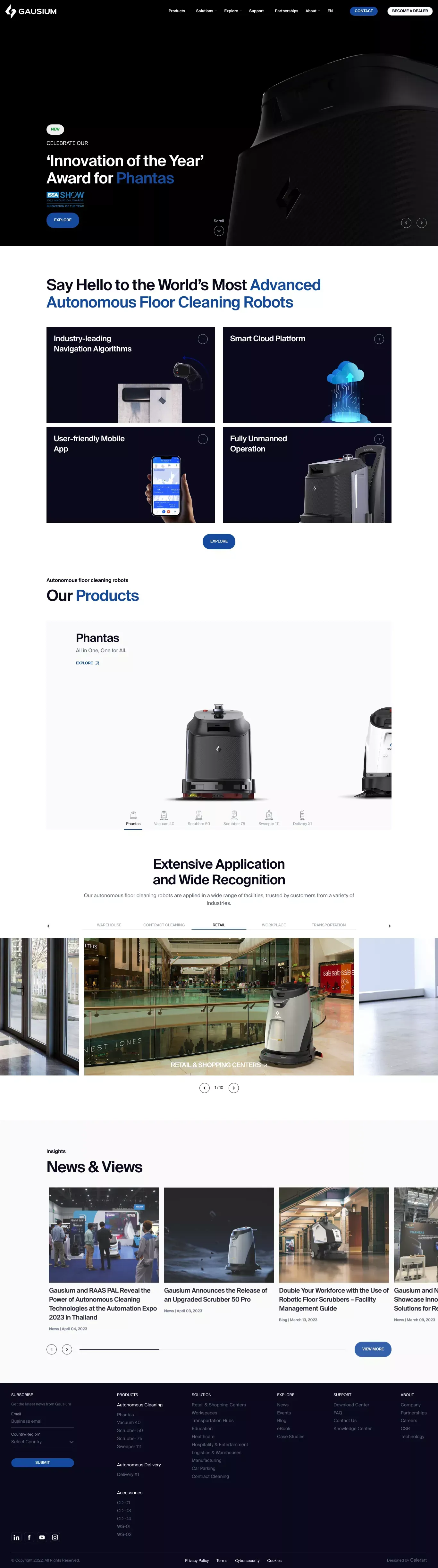 Gausium: Autonomous Cleaning & Service Robot - Product page design