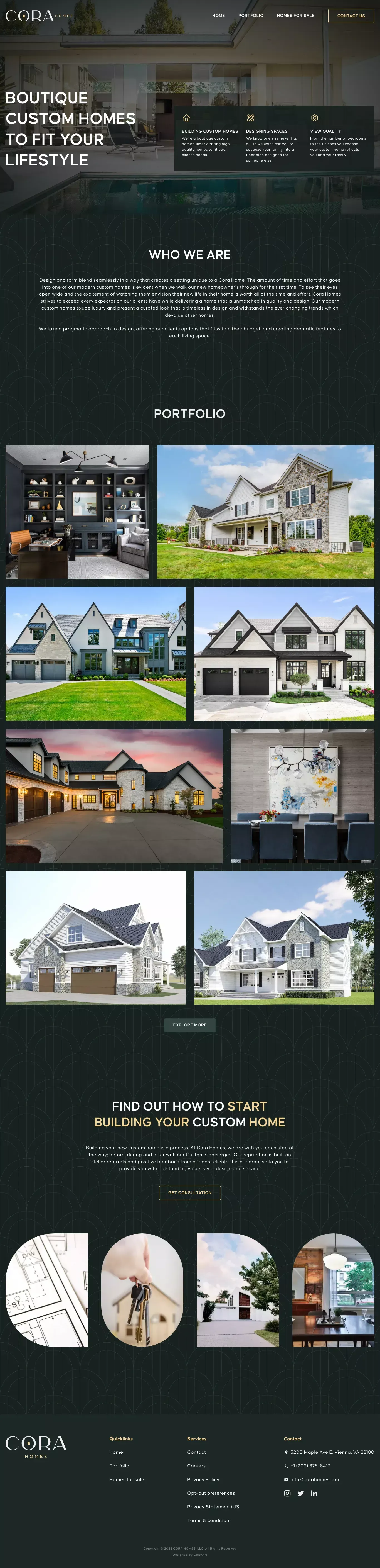 Cora homes – real estate website - Portfolio design