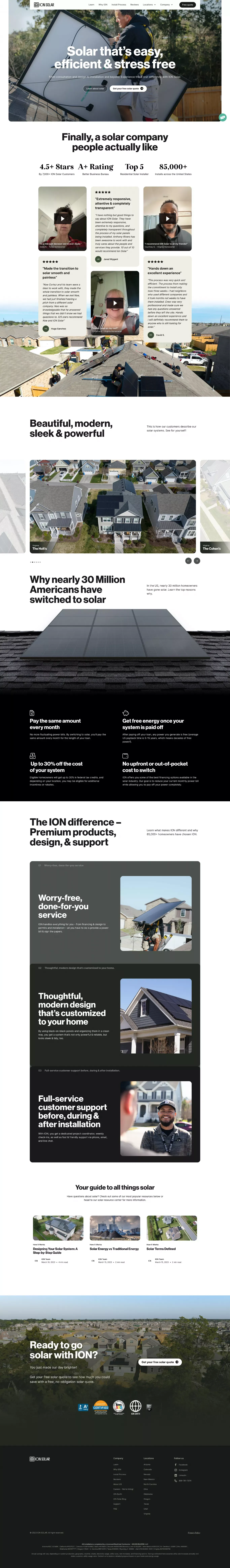 ION Solar | Solar that’s easy, efficient & stress free. - Landing design