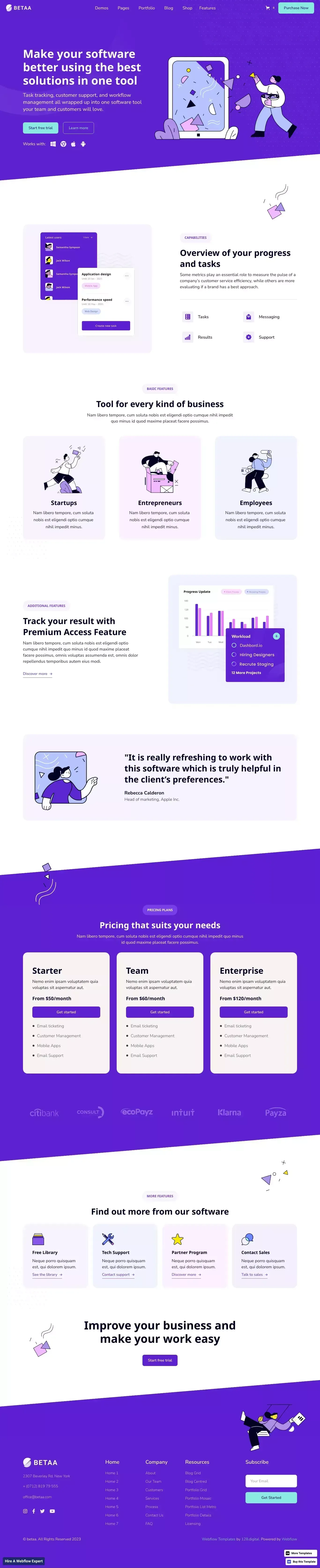 Betaa 128 - Webflow Ecommerce website template - Template design