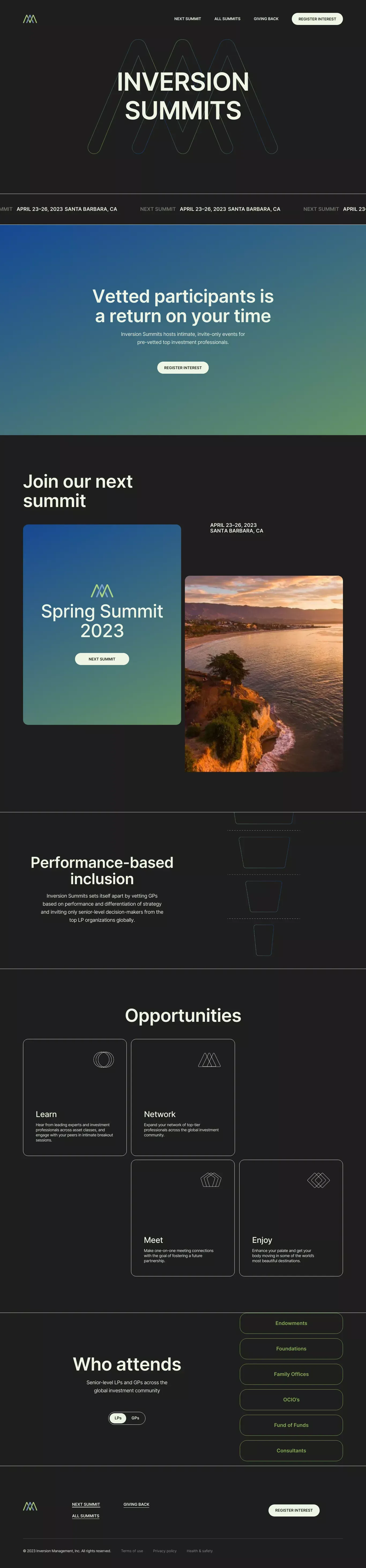 Inversion Summits - website design