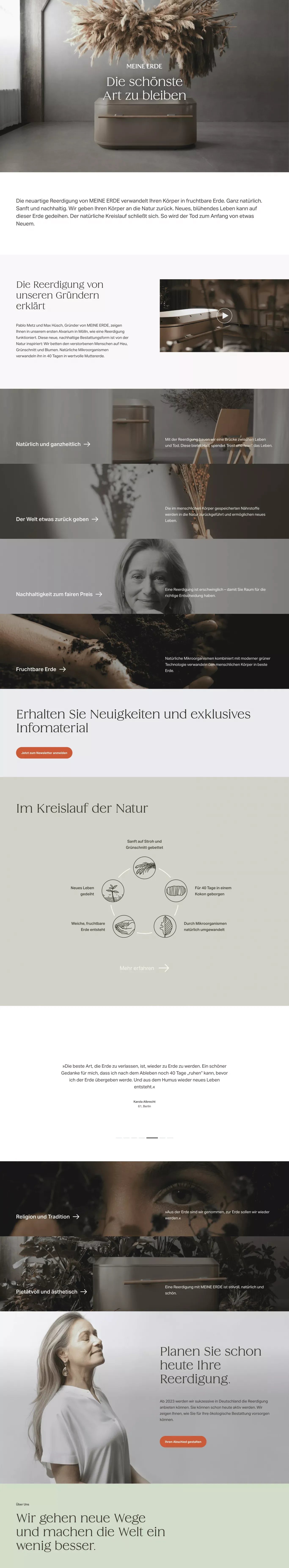 MEINE ERDE: Anbieter fÃ¼r die Reerdigung | natÃ¼rliche Bestattung - Landing design