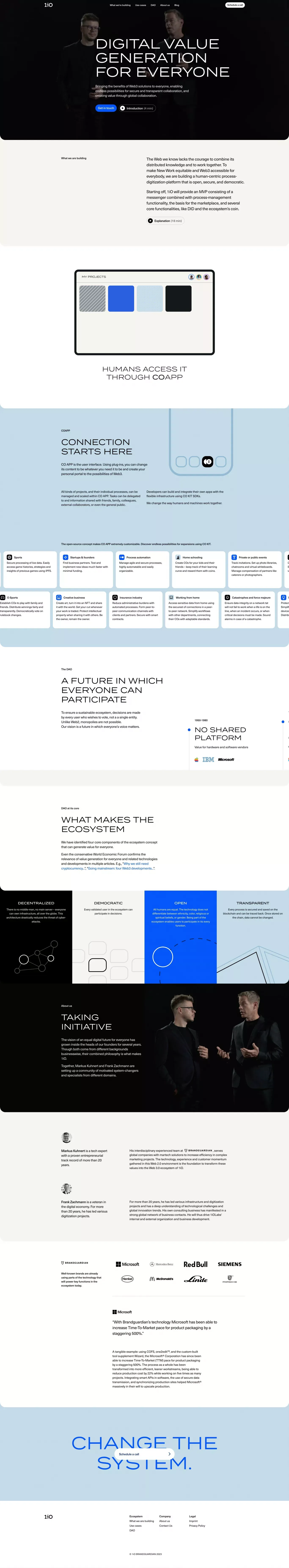 Digital value generation for everyone | 1iO - Landing design