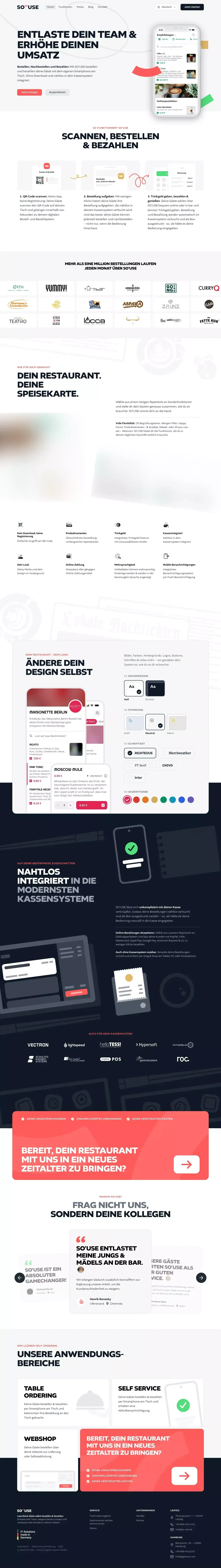 SO'USE | Digitales Bestell- & Bezahlsystem - Landing design