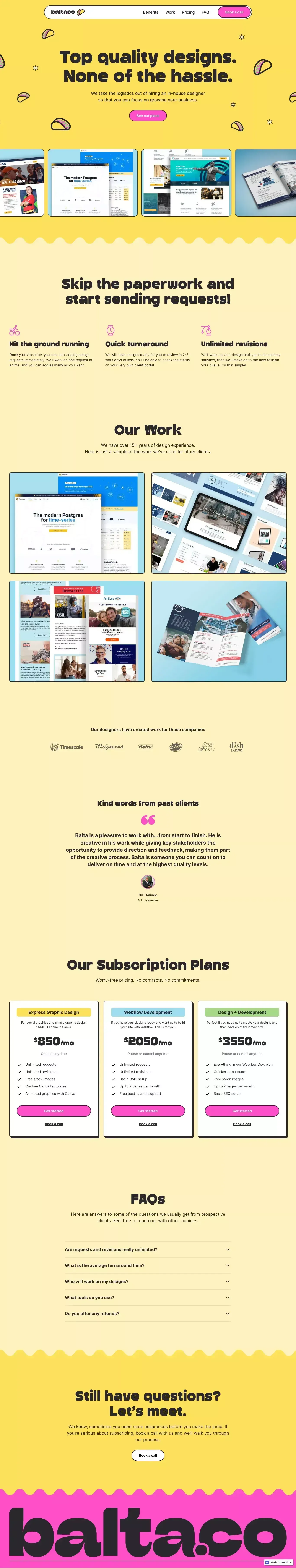 balta.co - Web design without the hassle - Landing design
