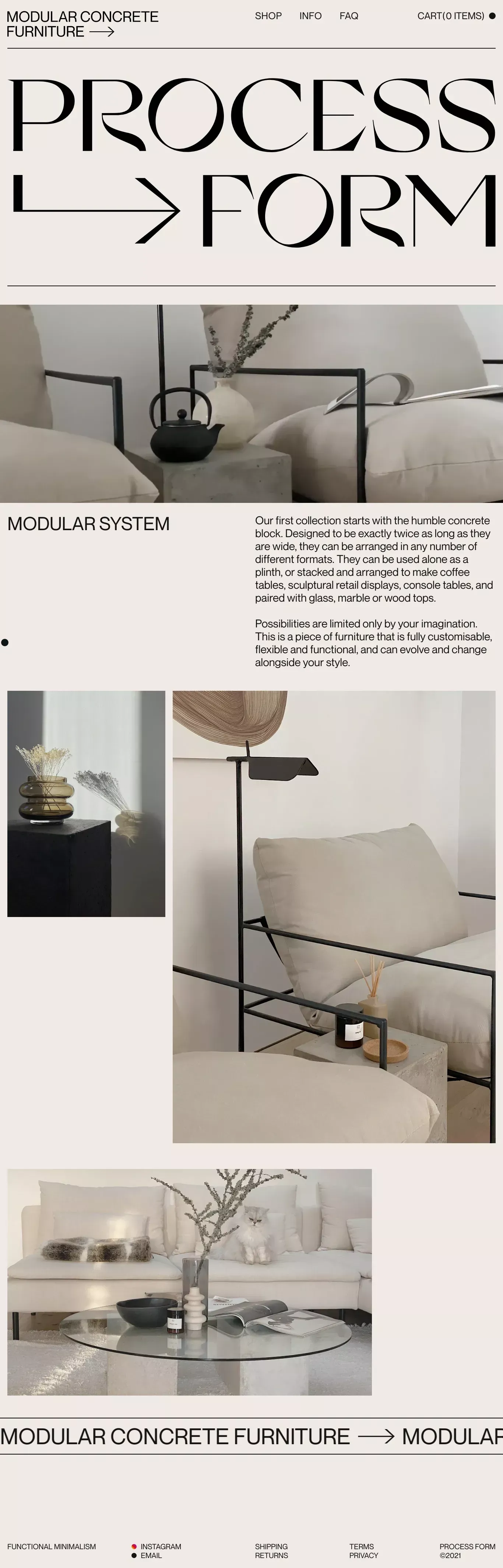 Process Form — Modular Concrete Furniture - Ecommerce design