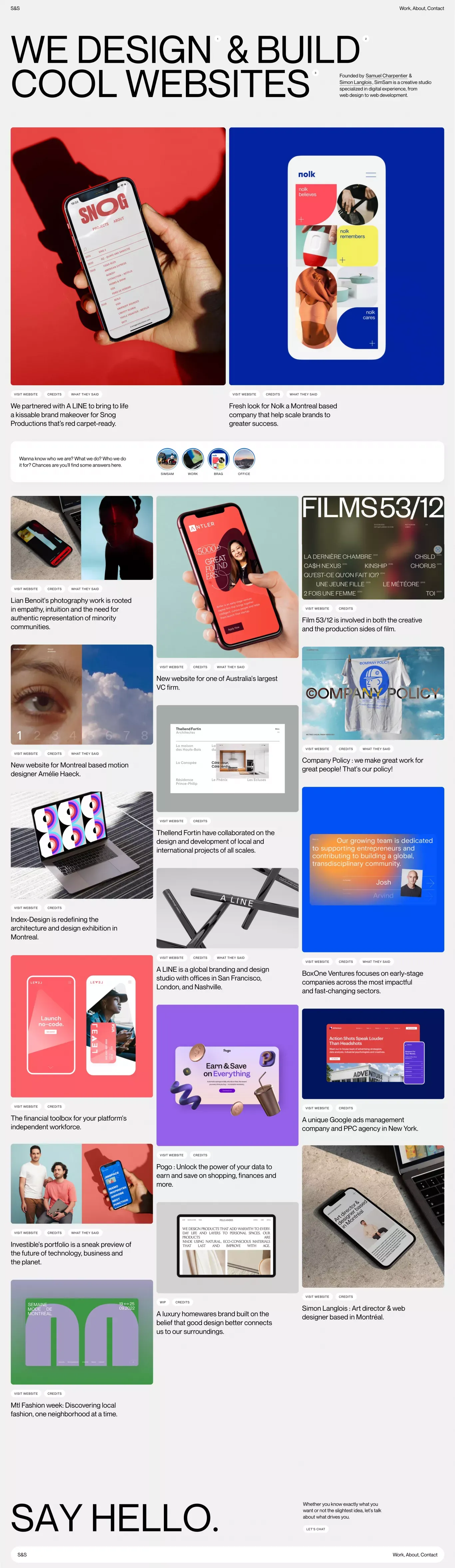 SimSam Studio - Portfolio design