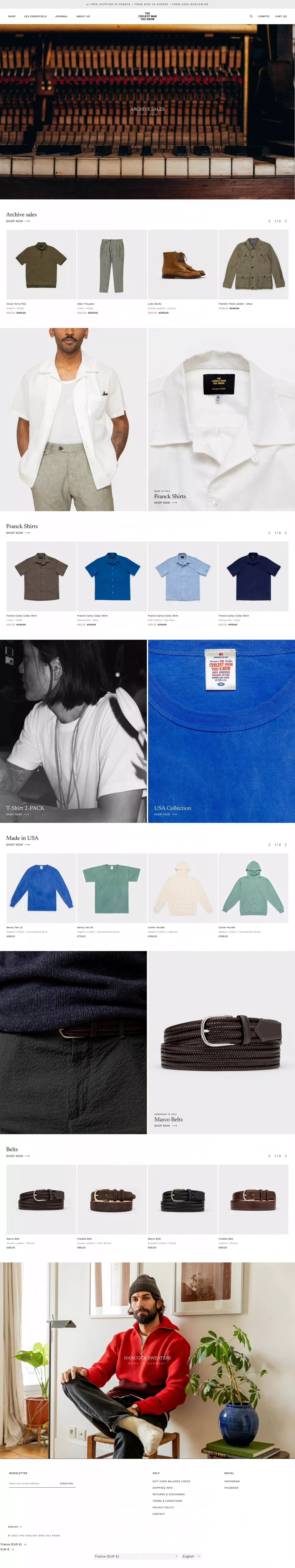 The Coolest Man You Know - Ecommerce design