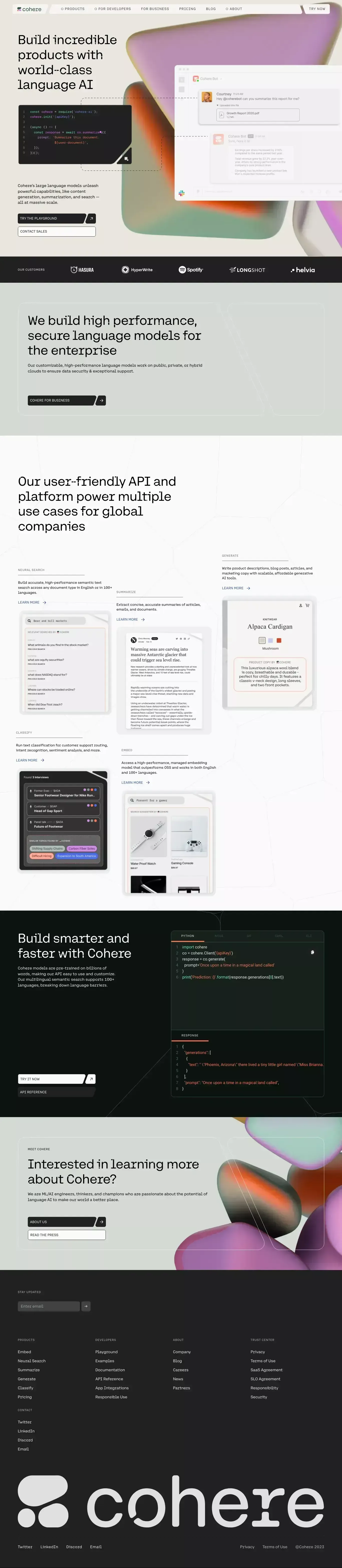 Cohere |  Building the Future of AI - Landing design