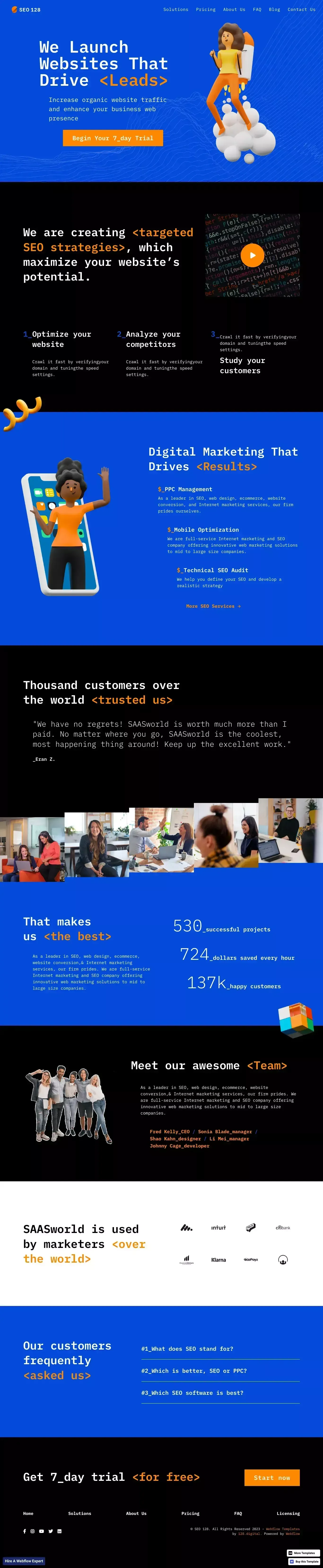 SEO 128 - Webflow HTML website template - Template design