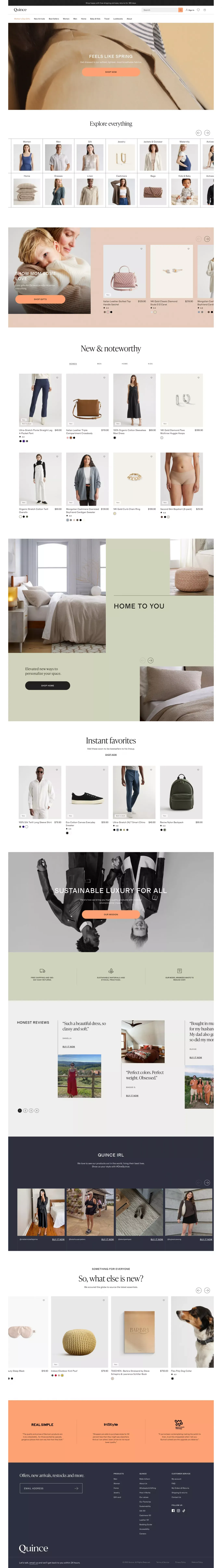 Quince | High Quality Essentials, Radically Low Prices - Ecommerce design