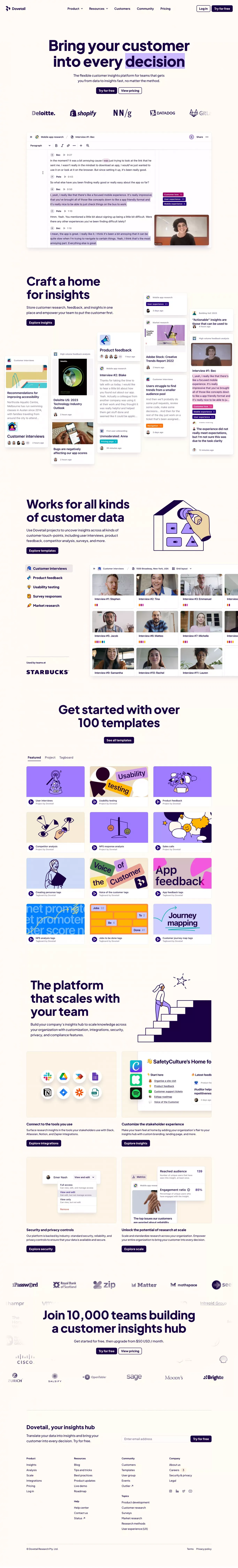 Community — Dovetail - Landing design