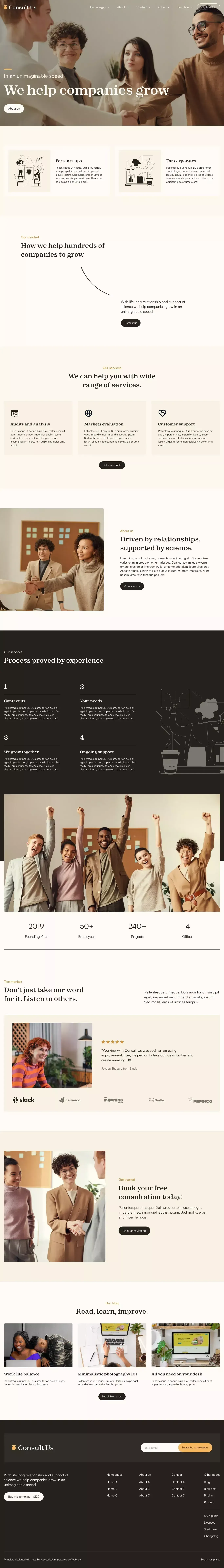 Home A | Consult Us  - Webflow Ecommerce website template - Template design