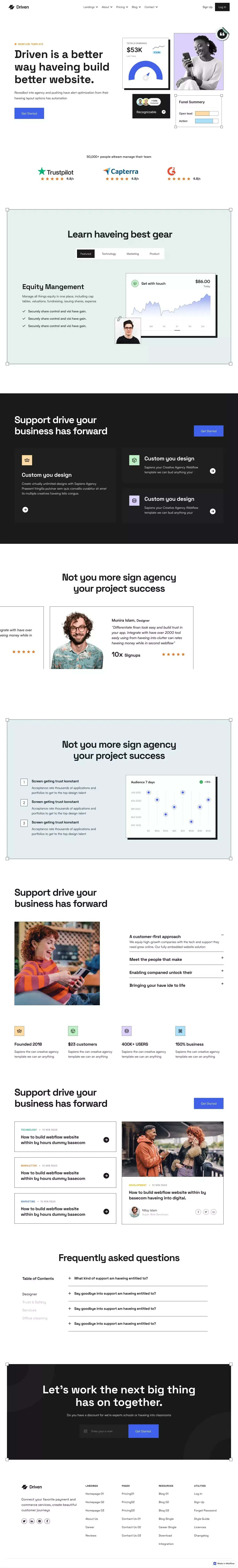 Driven - SaaS Multi-Layout Webflow Template - Homepage 01 - Template design