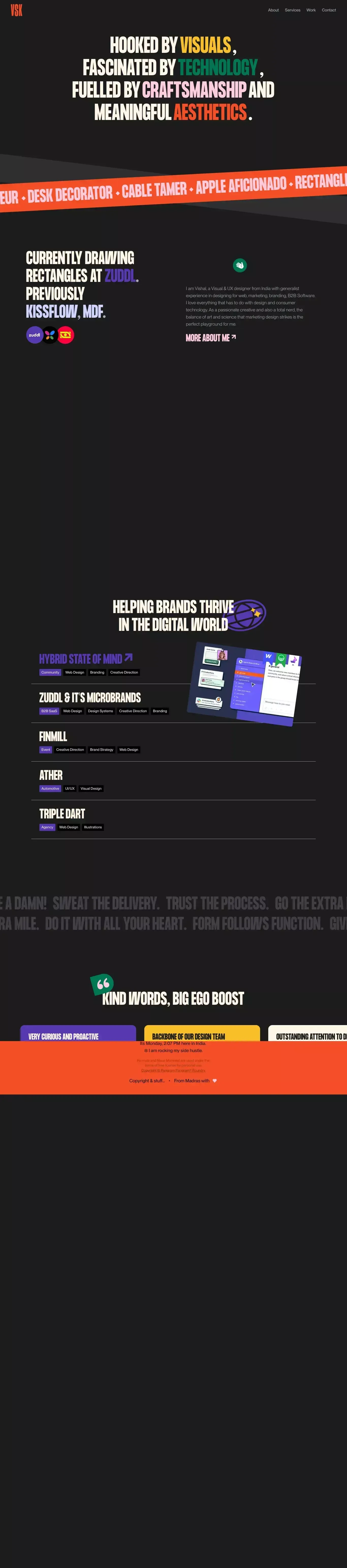 Vishal Krishna | Visual and UX Designer - website design