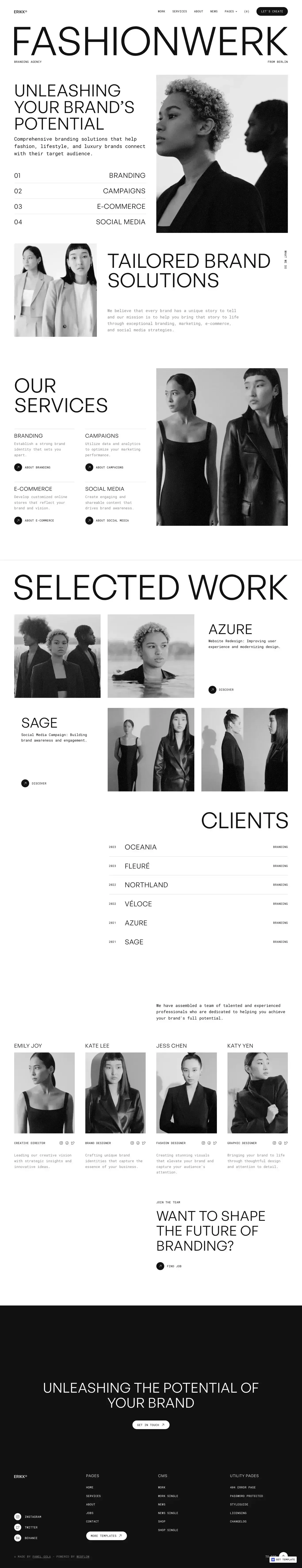 Erikk - Webflow Ecommerce Website Template - Template design