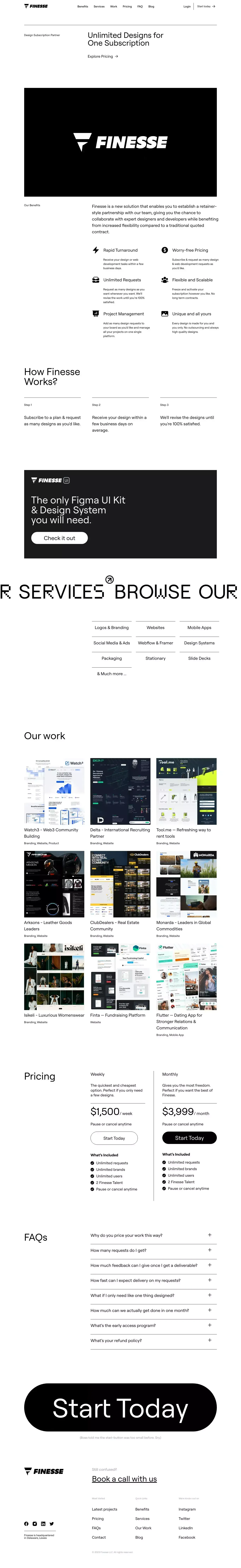 Finesse — Unlimited Design Services for One Subscription - website design