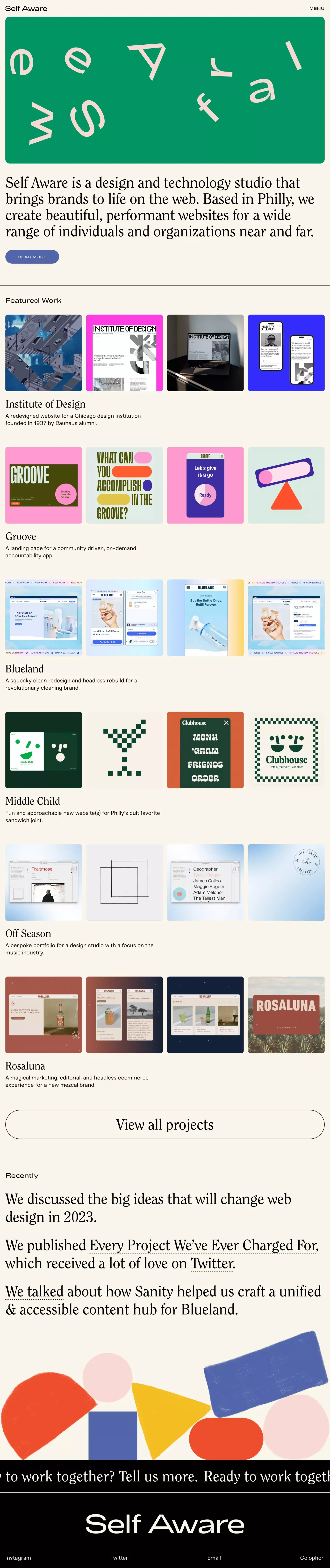 Self Aware | Design & Technology Studio - Portfolio design