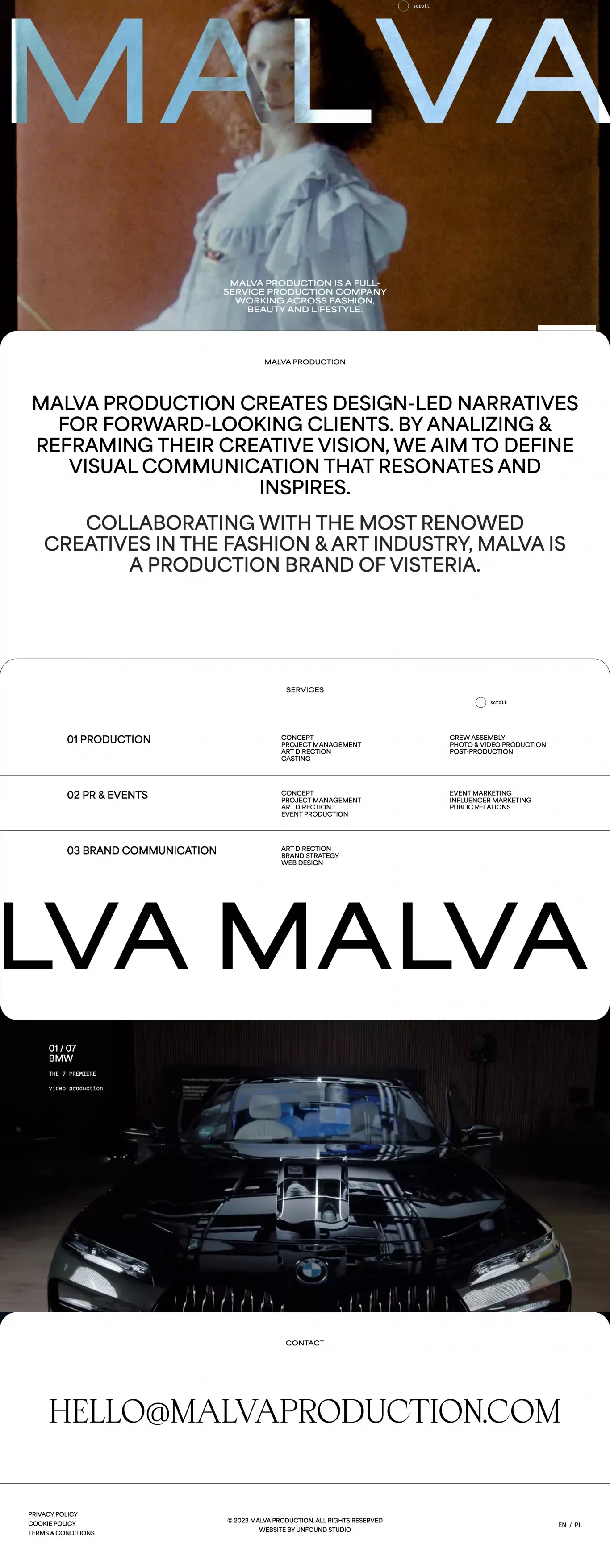 Malva Production - Portfolio design