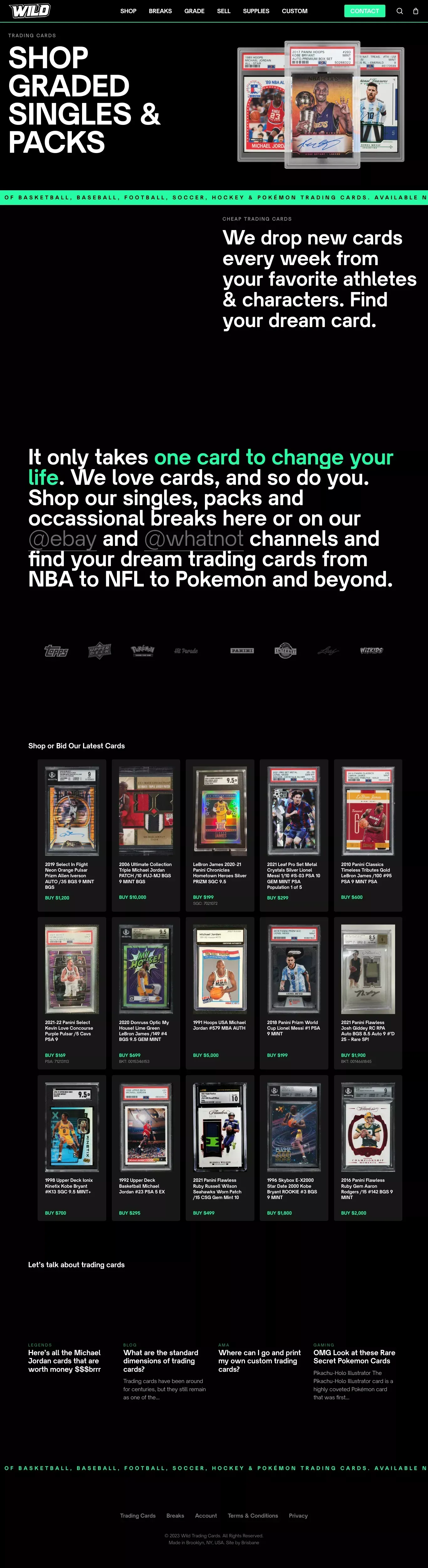 Wild Trading Cards | Buy Graded Singles & Packs | NYC - website design