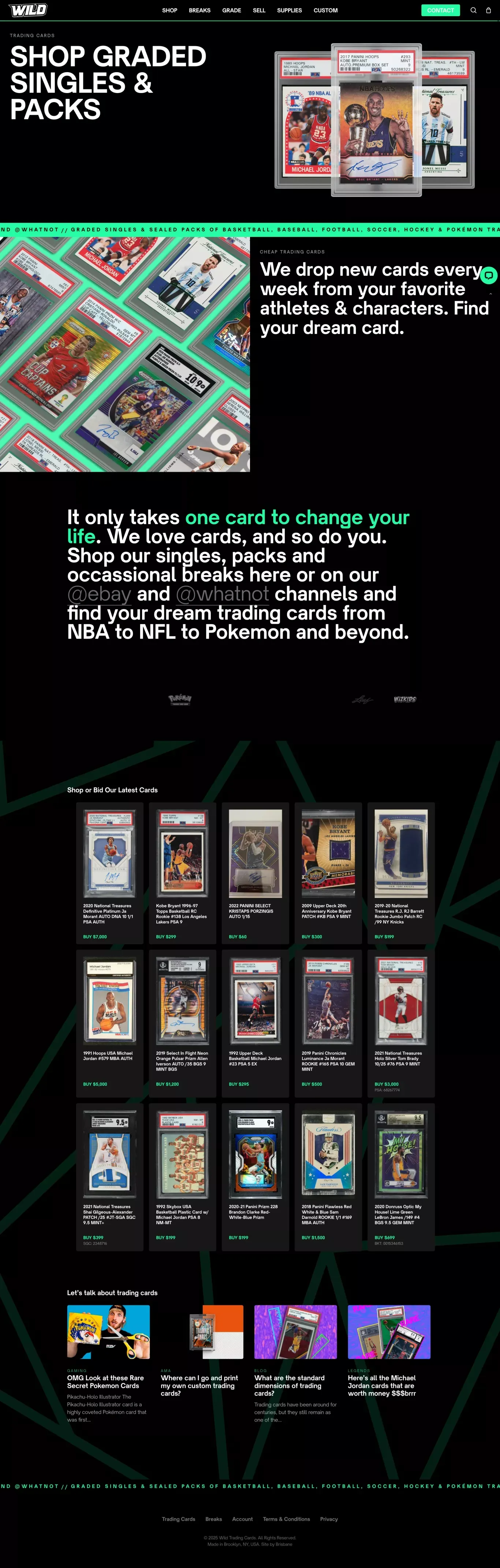 Wild Trading Cards | Buy Graded Singles & Packs | NYC - Ecommerce design