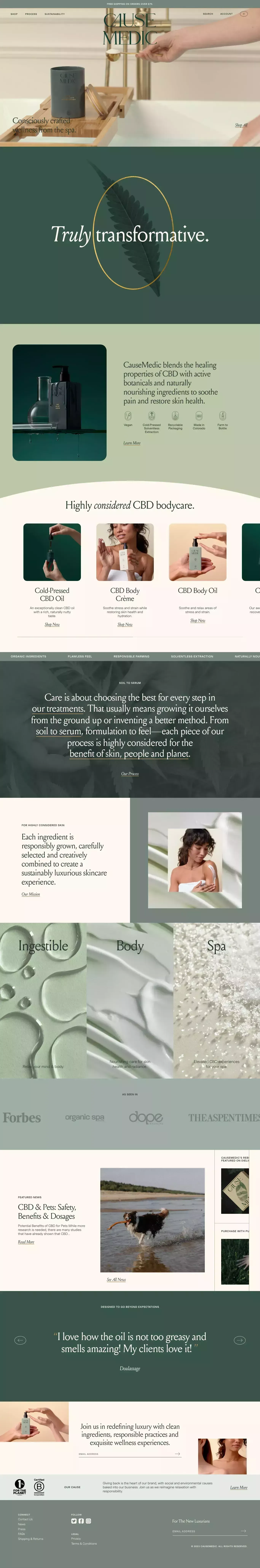 CAUSE+MEDIC | Hemp CBD Spa + Massage Products – CauseMedic - Ecommerce design