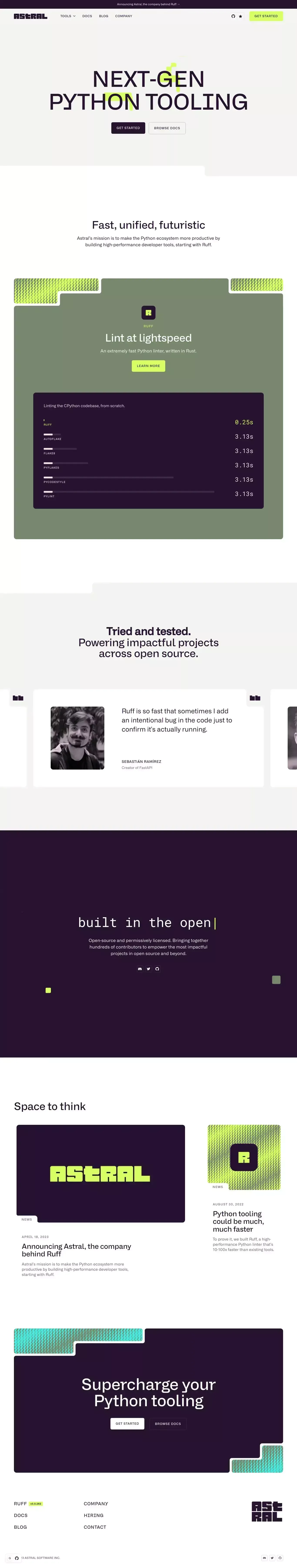 Astral: Next-gen Python tooling - Landing design