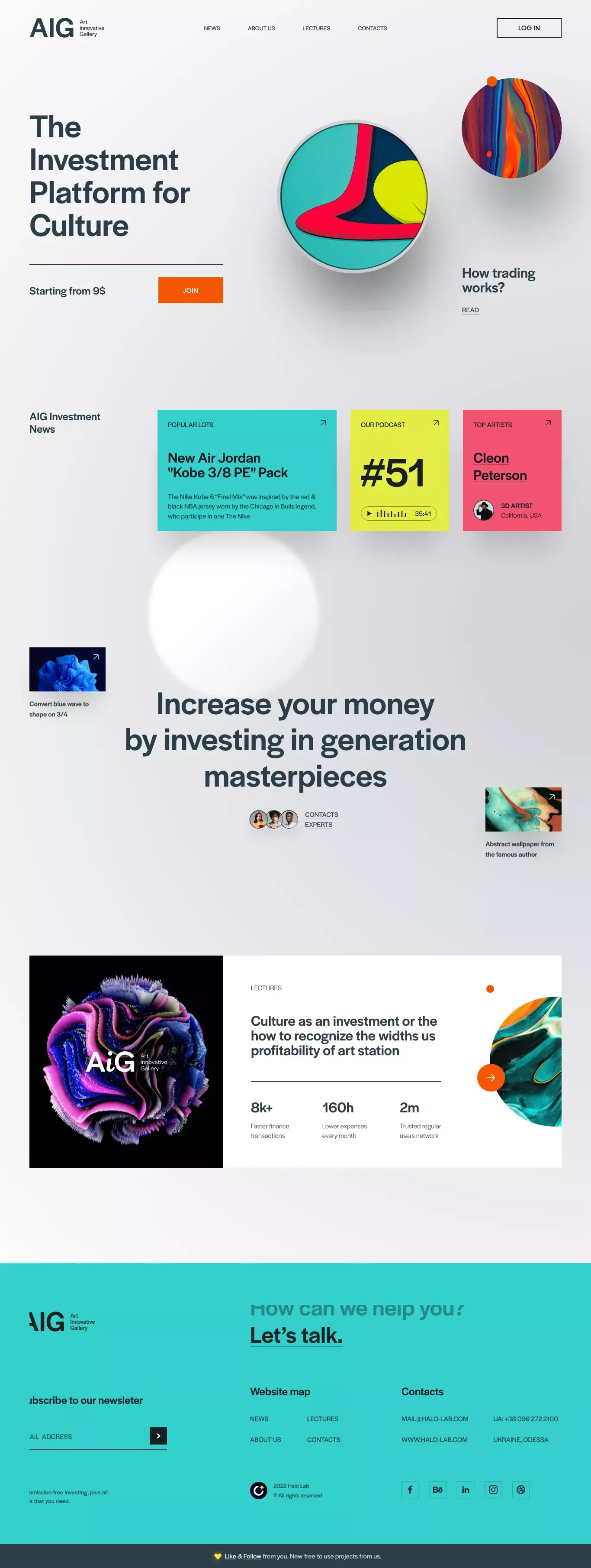 Art Innovative Gallery - Landing design