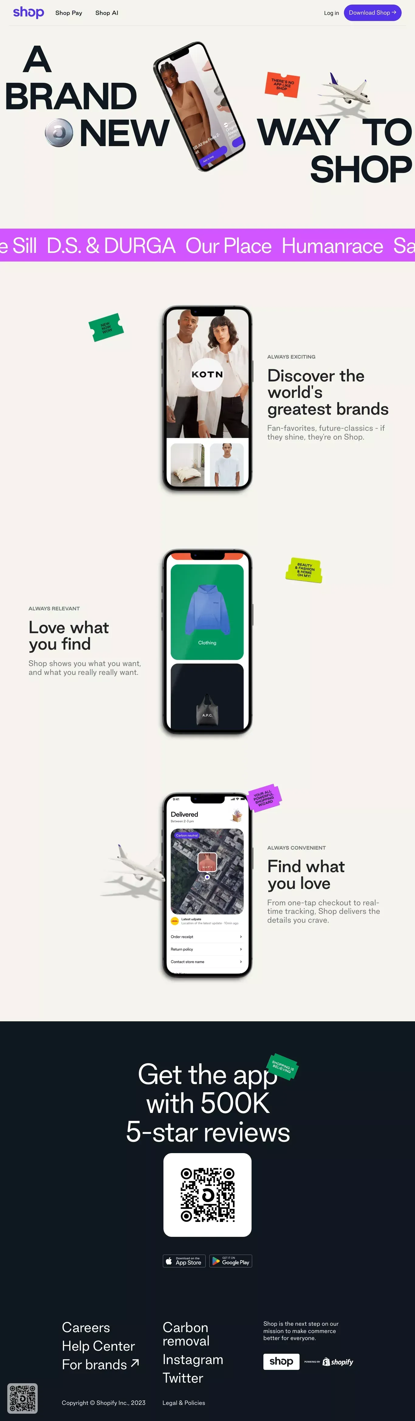 Shop puts everything you love about shopping (and more) into one, convenient place - Landing design