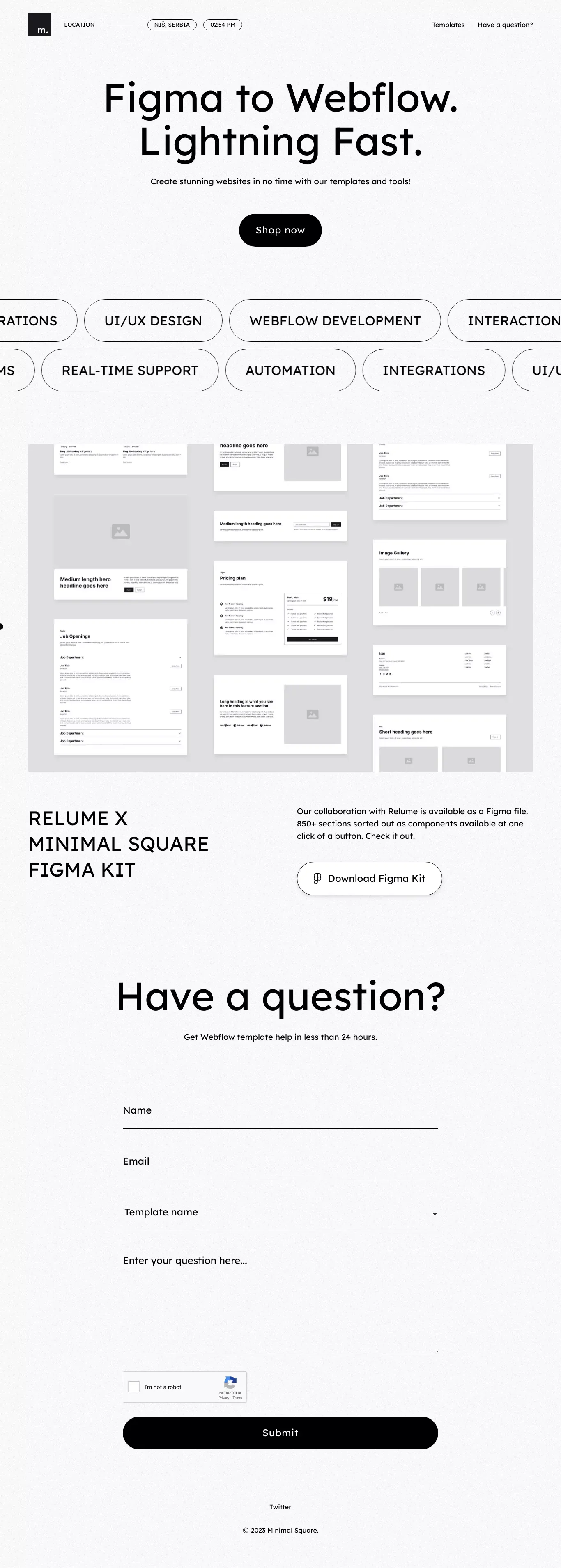 Minimal Square - Webflow Design & Development Studio - website design