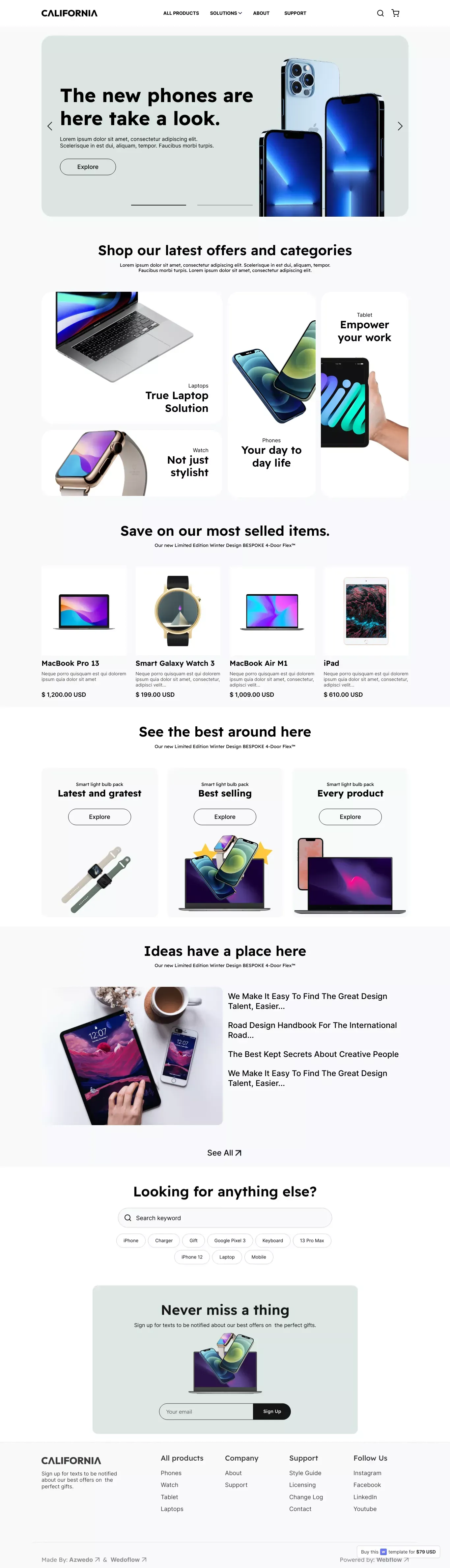 California - Webflow Ecommerce website template - Template design