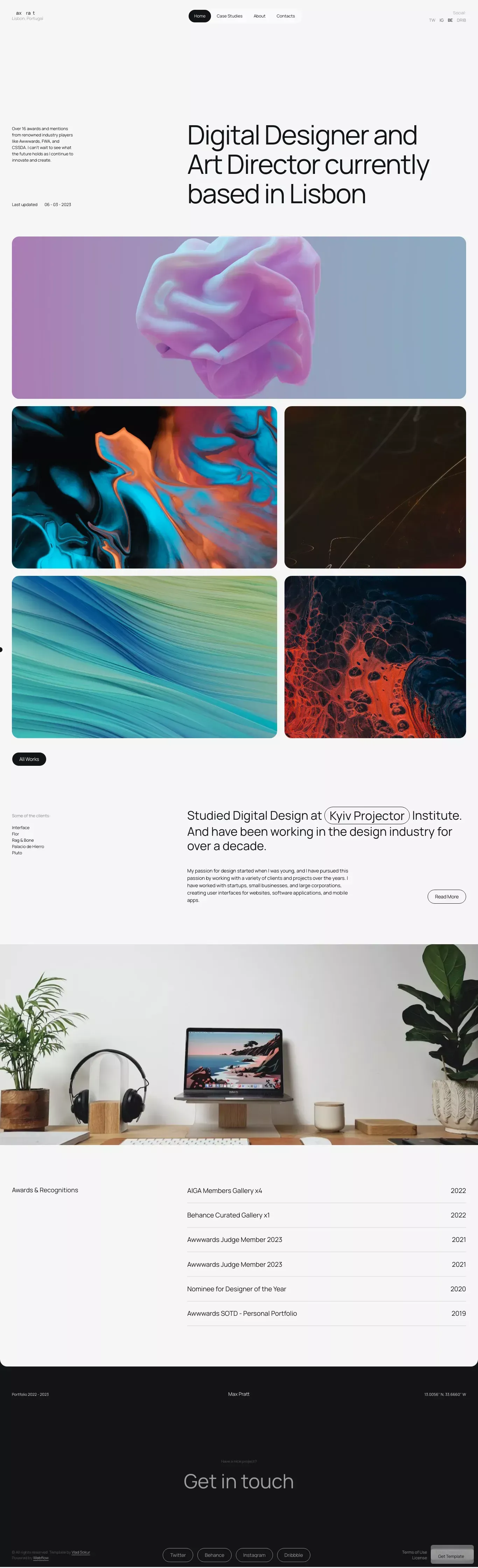 Max Pratt – Webflow HTML website template - Template design