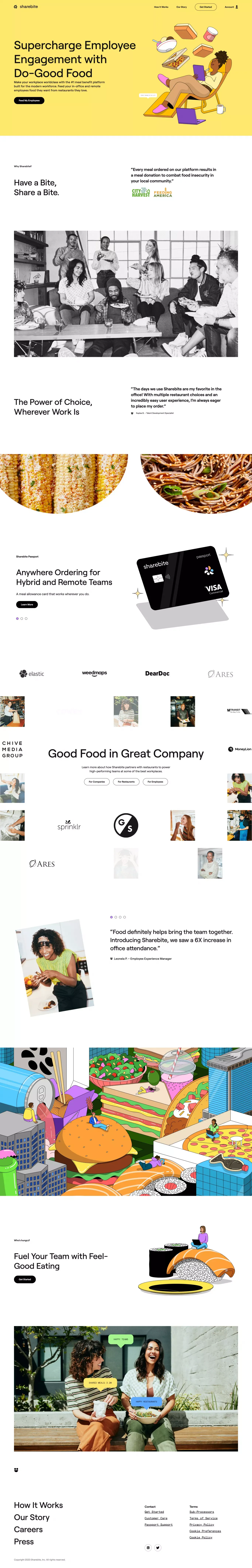 Sharebite | Mission Driven Meals - Landing design