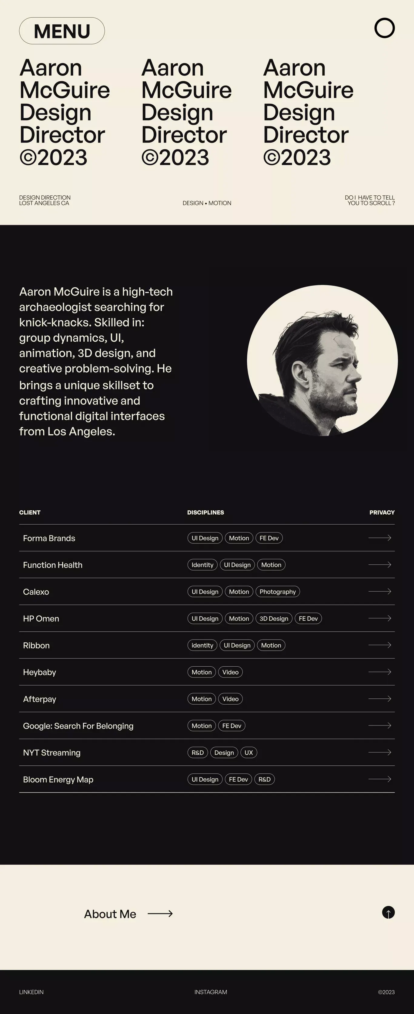 Aaron McGuire - Design Director 2023 - Portfolio design