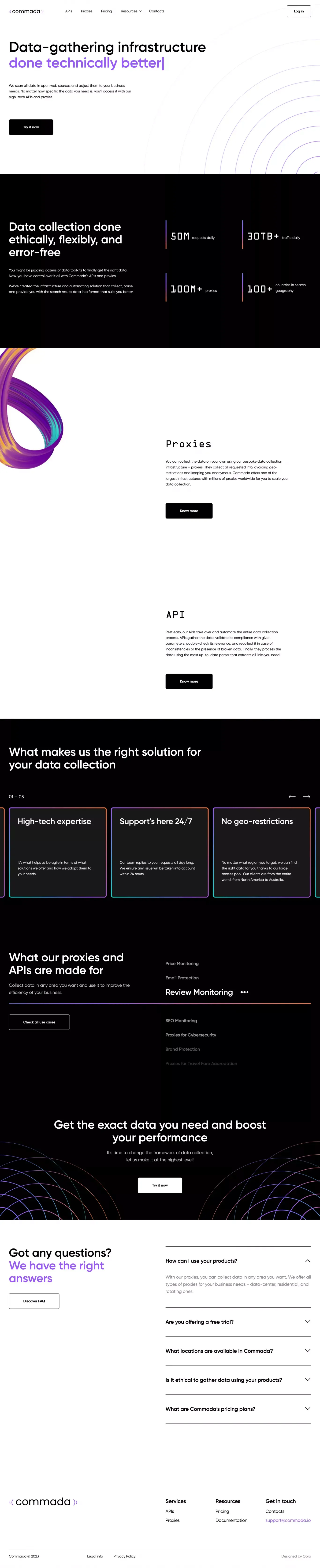 Data-gathering infrastructure adjusted for your request - Landing design