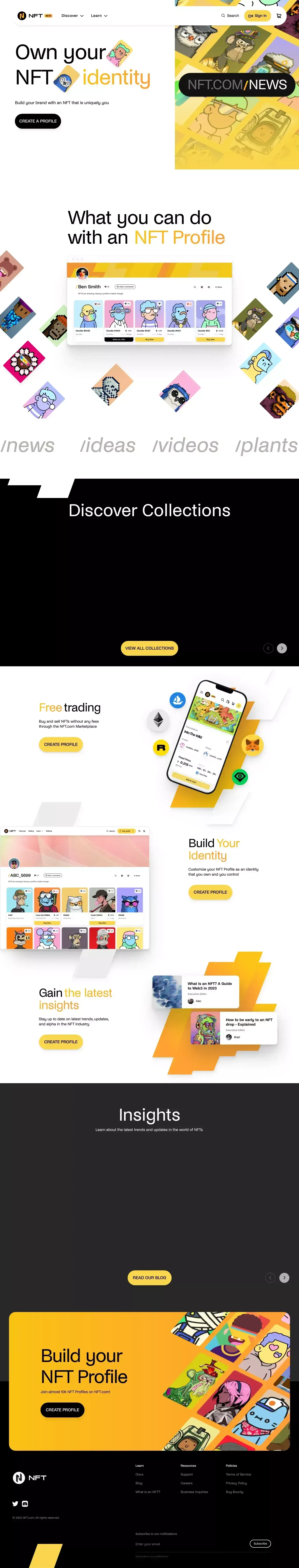NFT.com | The Social NFT Marketplace - website design