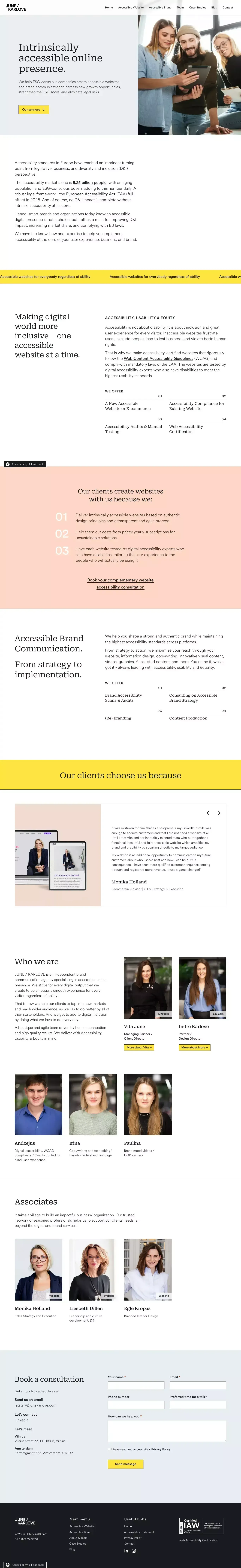 JUNE / KARLOVE — Intrinsically Accessible Online Presence - website design