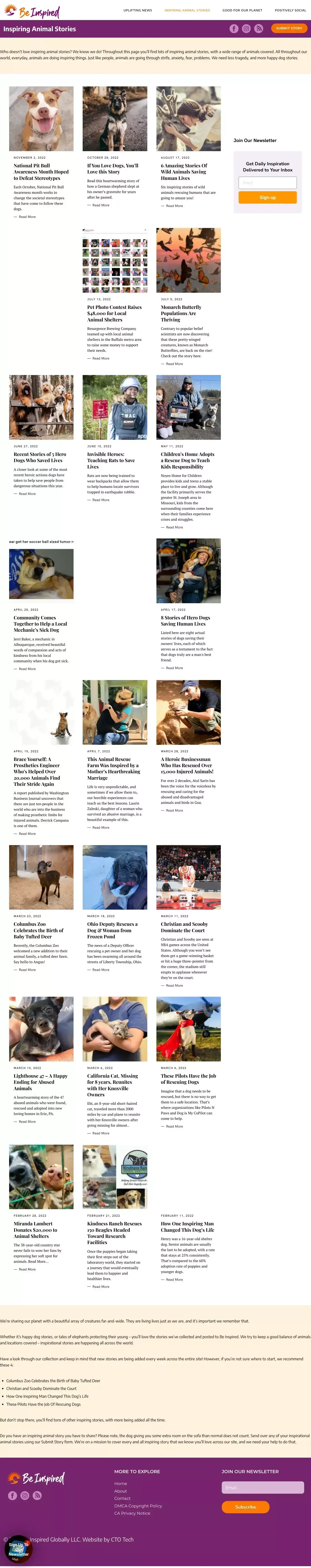 Inspiring Animal Stories | Happy Dog Stories | Be Inspired - Ecommerce design