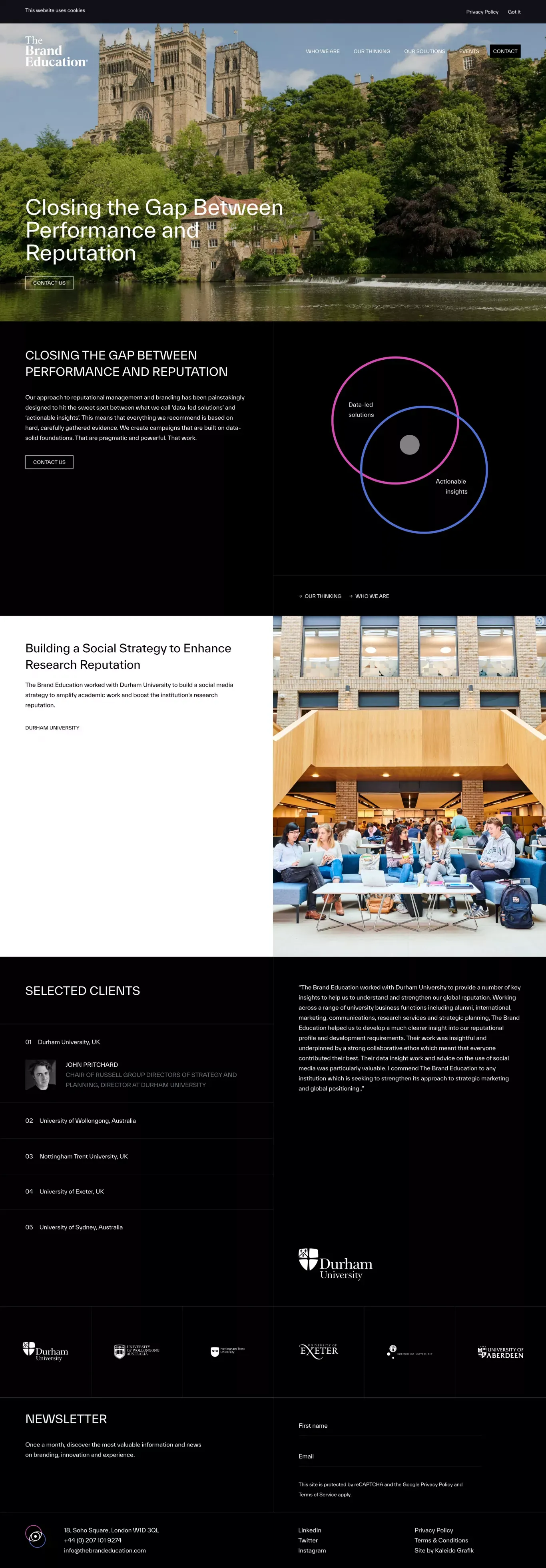 The Brand Education – Reputation management and strategic branding for leading higher-education institutions worldwide. - Landing design