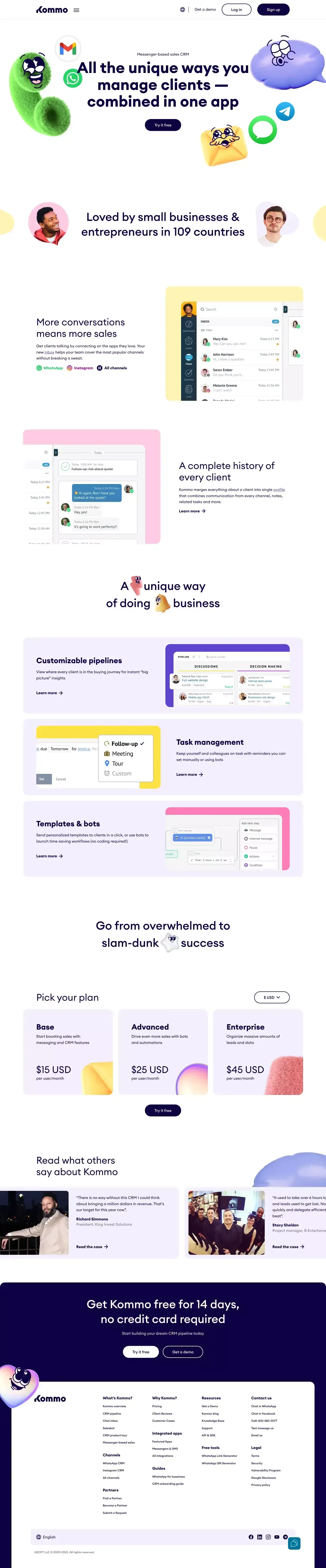 Boost sales with messaging apps
        
                  â Kommo (formerly amoCRM) - Product page design