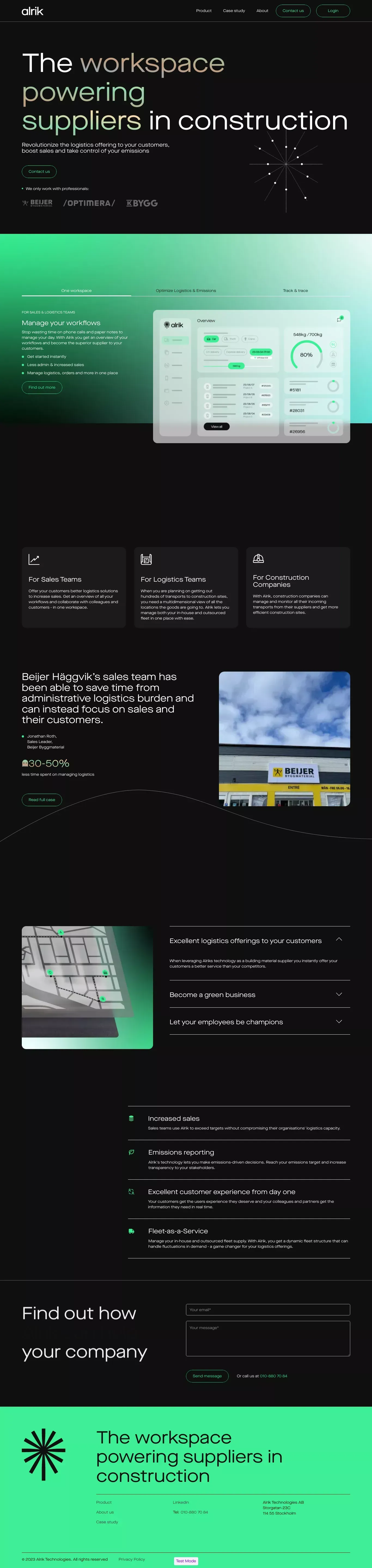 The Workspace Powering Suppliers In Construction | Alrik - website design