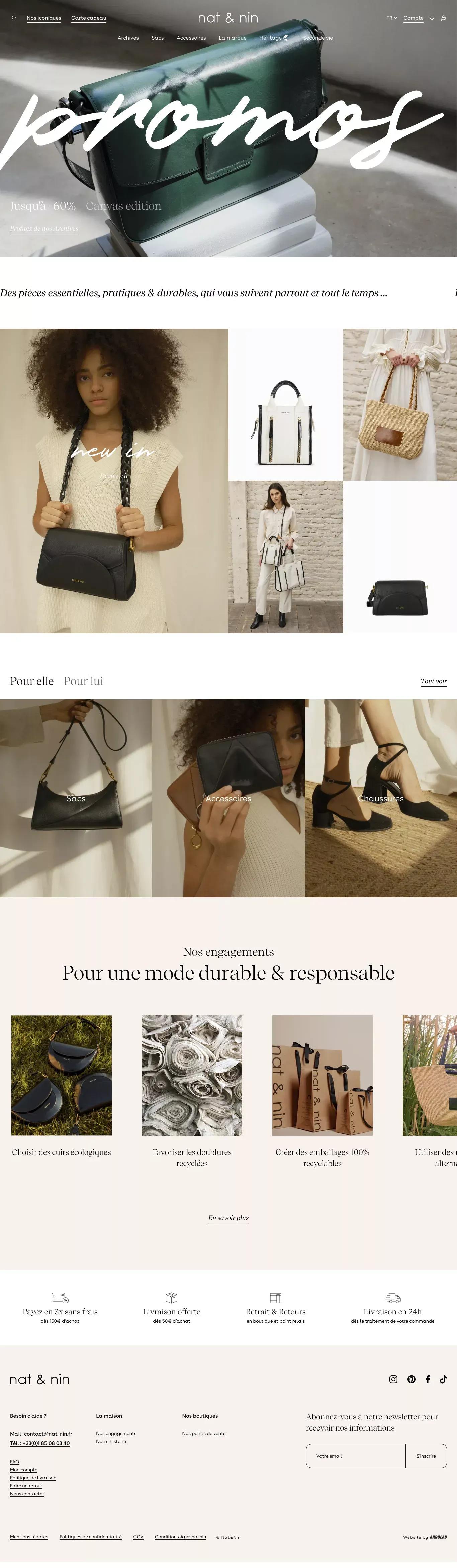 nat & nin : Maroquinerie tendance parisienne | Site officiel        – Nat & Nin - eShop - Ecommerce design