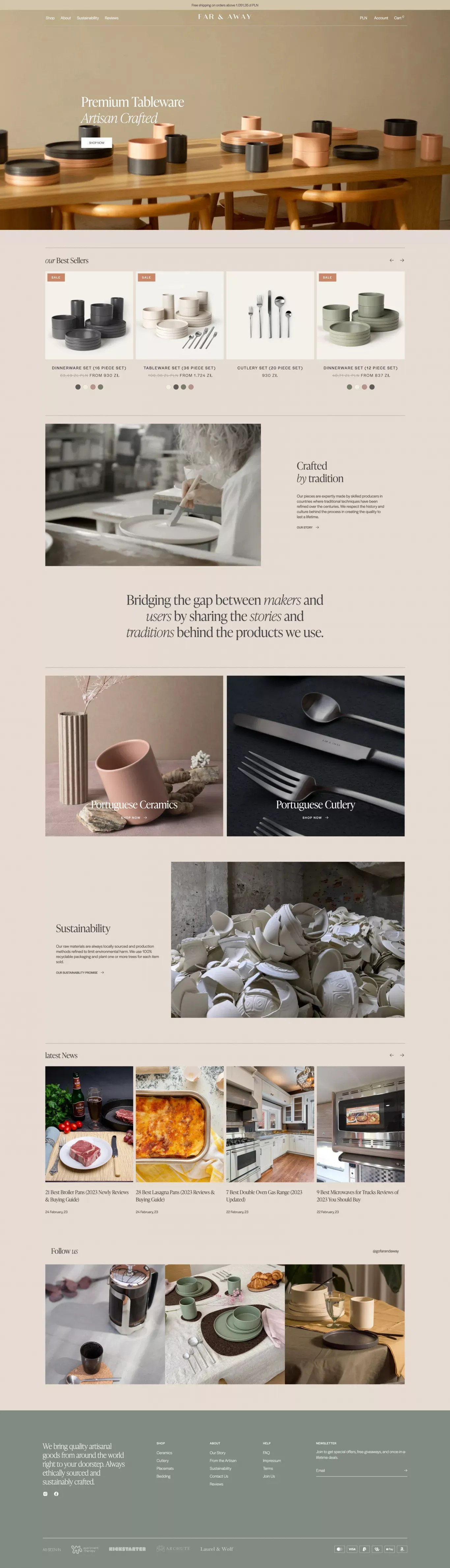 Far & Away - Modern Heritage Goods Right to your Doorstep - Ecommerce design