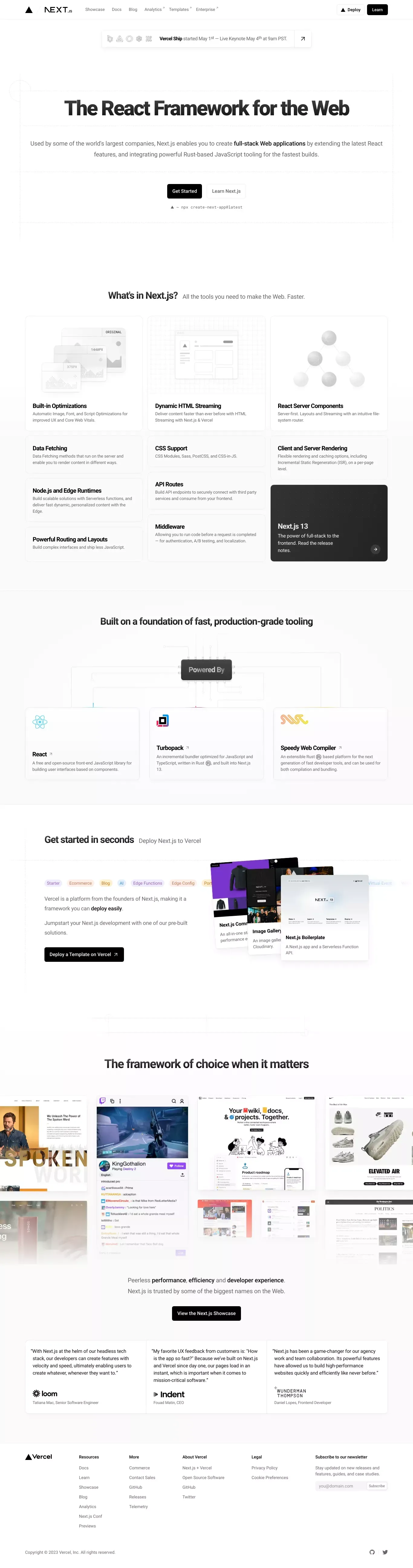Next.js by Vercel - The React Framework for the Web - Landing design